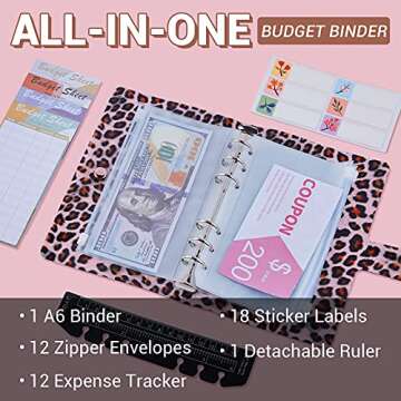 Stylish Leopard Cash-Envelope Budget Binder Set - Organize Your Finances