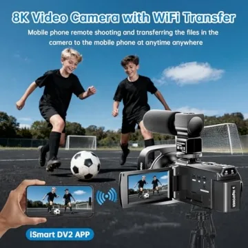 8K Video Camera Camcorder for YouTube with Microphone