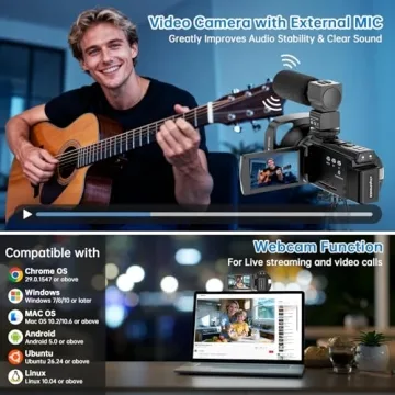 8K Video Camera Camcorder for YouTube with Microphone
