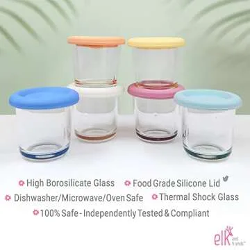 4oz Borosilicate Glass Baby Food Jars with Silicone Lid