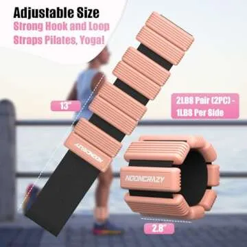 Pilates Wrist Ankle Weights for Women, Wearable Strong Arm & Leg Weights Set of 2(1Lbs Each), Adjustable Ankle Weights for Walking, Yoga, Dance, Barre, Gym