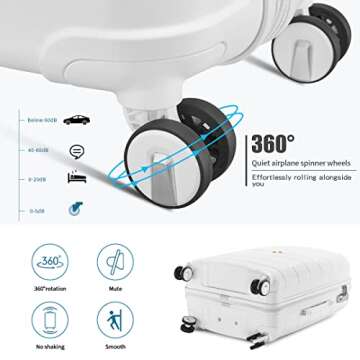 Somago 20" Carry On Luggage and 14" Mini Cosmetic Cases Travel Set Lightweight Polypropylene Suitcase with TSA Lock YKK Zipper Hardside Luggage with Spinner Wheels (2 Piece Set, Creamy White)