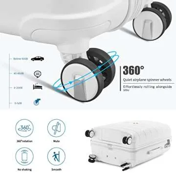 Somago 20" Carry On Luggage and 14" Mini Cosmetic Cases Travel Set Lightweight Polypropylene Suitcase with TSA Lock YKK Zipper Hardside Luggage with Spinner Wheels (2 Piece Set, Creamy White)