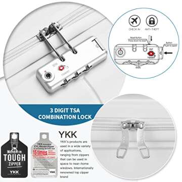 Somago 20" Carry On Luggage and 14" Mini Cosmetic Cases Travel Set Lightweight Polypropylene Suitcase with TSA Lock YKK Zipper Hardside Luggage with Spinner Wheels (2 Piece Set, Creamy White)