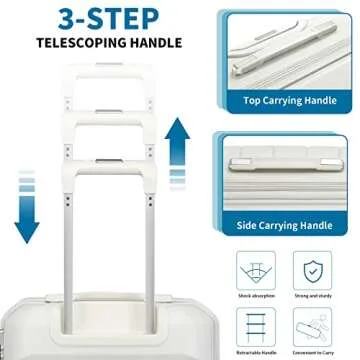 Somago 20" Carry On Luggage and 14" Mini Cosmetic Cases Travel Set Lightweight Polypropylene Suitcase with TSA Lock YKK Zipper Hardside Luggage with Spinner Wheels (2 Piece Set, Creamy White)