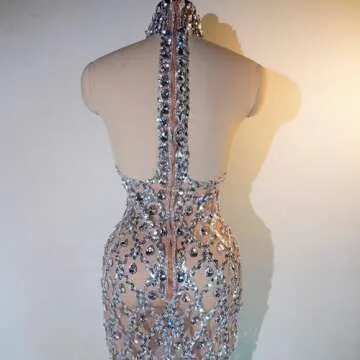 Yoyomomozi Sparkle Rhinestones Sequin Party Dress