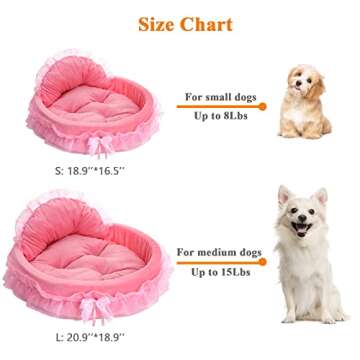 pawstrip Pink Dog Bed Washable Princess Cat Couch Soft Plush Pet Sofa Nest Mat Snuggle Kitten Puppy ...
