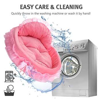 pawstrip Pink Dog Bed Washable Princess Cat Couch Soft Plush Pet Sofa Nest Mat Snuggle Kitten Puppy Cave Beds Cute Cozy Kitten Doggy Kennel Cushion Small Medium Dogs Cats Sleeping Pad (L, Pink)