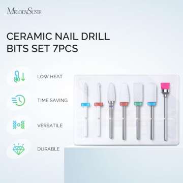 MelodySusie Ceramic Nail Drill Bits Set, 3/32'' (2.35mm) Professional Acrylic Nail File Drill Bit fo...