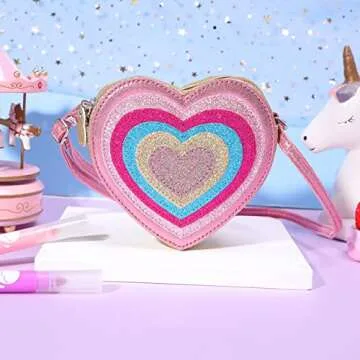 Sparkly PinkSheep Heart Purse for Little Girls