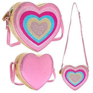 Sparkly PinkSheep Heart Purse for Little Girls