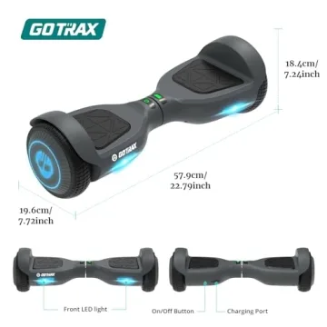 Gotrax Edge Hoverboard with 6.5" LED Wheels & Headlight, Top 6.2mph & 3.1 miles Range Power by Dual 200W Motor, UL2272 Certified and 50.4Wh Battery Self Balancing Scooters for 44-176lbs(Gray)
