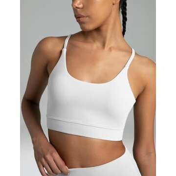 Colorfulkoala Women's Dreamlux Bowknot Strappy Sports Bras Light Impact Workout Yoga Tops(L, White)