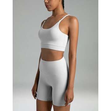 Colorfulkoala Women's Dreamlux Bowknot Strappy Sports Bras Light Impact Workout Yoga Tops(L, White)