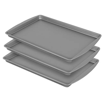 G&S Metal Products Company BakerEze Medium Non-Stick Cookie Pans, 15.2''L x 10.2''W, 3-Pack