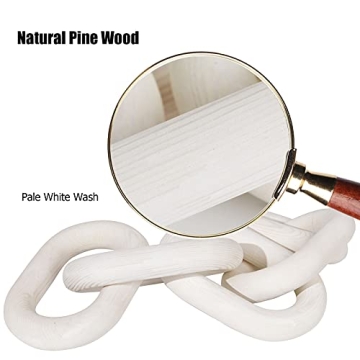 HMASYO White Wood Chain Link Decor, 5-Link Wooden Decorative Chain Home Decor Accents, Coffee Table Decor, Shelf Decor Aesthetic, Modern Bookshelf Table Decorative Objects for Living Room