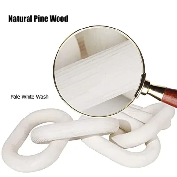HMASYO White Wood Chain Link Decor, 5-Link Wooden Decorative Chain Home Decor Accents, Coffee Table Decor, Shelf Decor Aesthetic, Modern Bookshelf Table Decorative Objects for Living Room