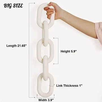 HMASYO White Wood Chain Link Decor, 5-Link Wooden Decorative Chain Home Decor Accents, Coffee Table Decor, Shelf Decor Aesthetic, Modern Bookshelf Table Decorative Objects for Living Room