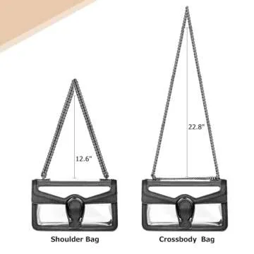 Joryin Clear Bag for Women Clear Bags Stadium Approved Clear Purse Shoulder Bag Crossbody Bag Fashion Small Handbag Clutch Bag Transparent Bag Black