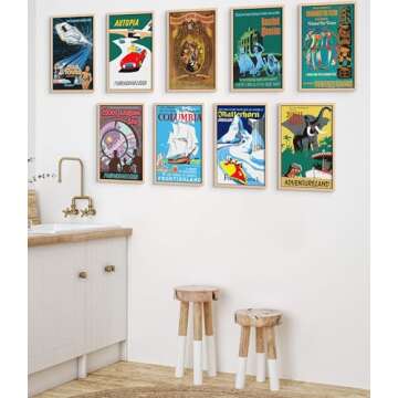 Vintage Disney Posters - Disneyland Ride Posters, Disney Home Decor Adult, Vintage Retro Wall Art, Haunted Mansion, Disneyland Gifts, Collectibles, Memorabilia - Unframed Reproduction Set of 9 (11x17)