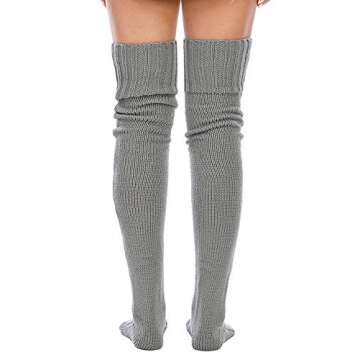 Leoparts Women's Cable Knitted Thigh High Boot Socks Extra Long Winter Stockings Over Knee Leg Warme...