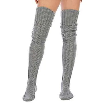Leoparts Cable Knitted Thigh High Socks for Ladies