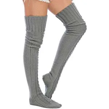 Leoparts Cable Knitted Thigh High Socks for Ladies