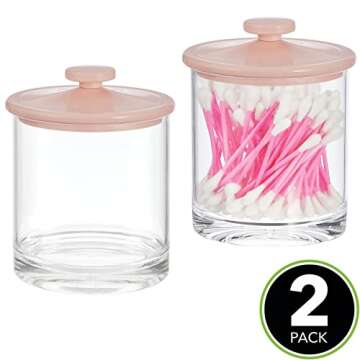 mDesign Small Modern Apothecary Storage Organizer Canister Jars - Acrylic Containers for Bathroom, O...