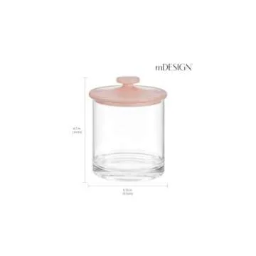 mDesign Small Modern Apothecary Storage Organizer Canister Jars - Acrylic Containers for Bathroom, Organization Holder for Vanity, Counter, Makeup Table, Lumiere Collection, 2 Pack, Clear/Light Pink