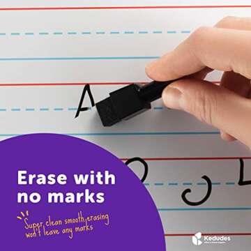 Quality Ruled Dry Erase Lapboard – Double-Sided Magnetic Whiteboard with Lines and Blank Surface for Kids Learning, Math, Writing – Student, Teacher, Homeschool Supplies – 6 Magnetic Markers (9x12)