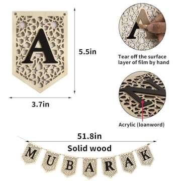 Flangairy Mubarak Banner Decorations for Home 2025 - Edging Decor for Eid and Ramadan