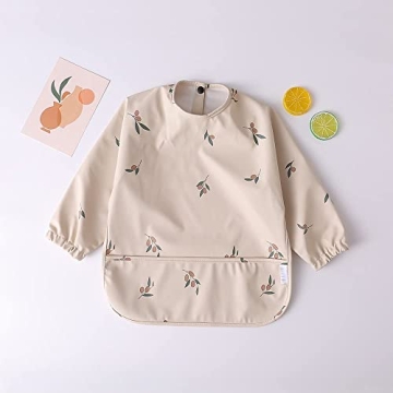 GZMM Baby Bibs Long Sleeve Waterproof Feeding Bibs Easy Clean