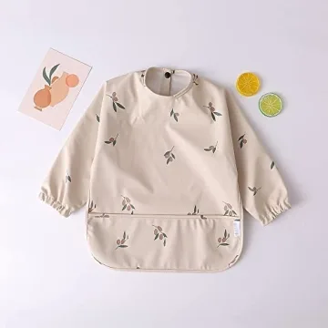 GZMM Baby Bibs Long Sleeve Waterproof Feeding Bibs Easy Clean