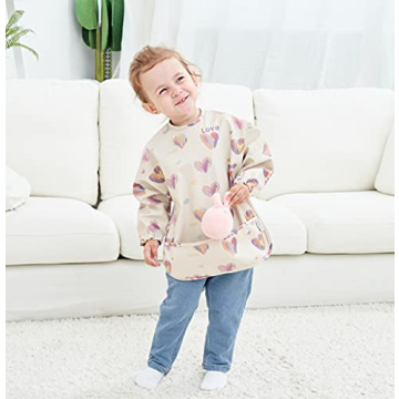 GZMM Baby Bibs Long Sleeve Waterproof Feeding Bibs Easy Clean