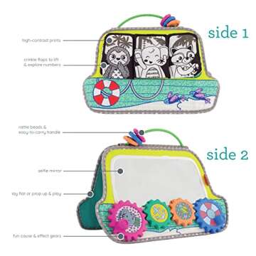 Infantino Busy Board Mirror & Sensory Discovery Toy Boat for Fine Motor Skill Development with Gears...