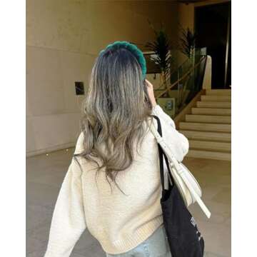 Ayesha Soft Velvet Headband for Women and Girls, Wrap Hairband for Washing Face, Shower, Makeup, Skincare, 1 Count (Pack of 1), Green