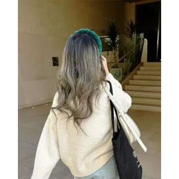 Ayesha Soft Velvet Headband for Women and Girls, Wrap Hairband for Washing Face, Shower, Makeup, Skincare, 1 Count (Pack of 1), Green