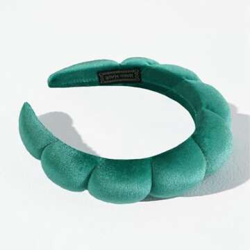 Ayesha Soft Velvet Headband for Women and Girls, Wrap Hairband for Washing Face, Shower, Makeup, Skincare, 1 Count (Pack of 1), Green