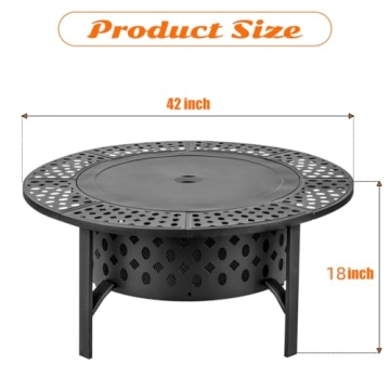 OutVue 42 Inch Fire Pit with Grills for Outdoor Enjoyment