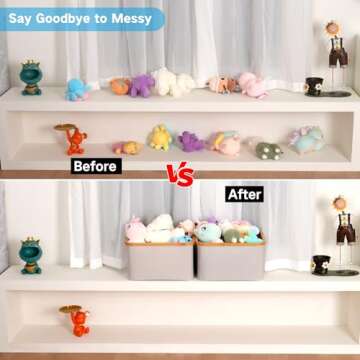 efluky Collapsible Storage Baskets with Bamboo Handles