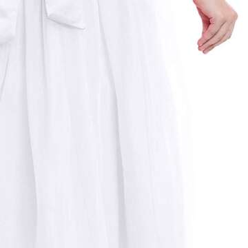 Flower Girl Long Princess Dress Vintage Lace Maxi Gown Kids Formal Wedding Bridesmaid Pageant Tulle Dresses Little Big Girls Elegant Bowknot Dance First Communion Birthday Prom Dresses White 9-10Y