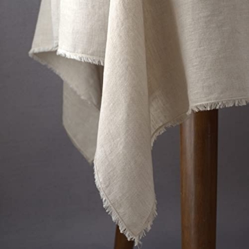 Linkslove 100% Pure Linen Tablecloth with Fringe 55x55