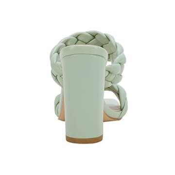 VETASTE Women's Braided Heeled Sandals Square Open Toe Backless Block Heel Strappy Casual Sandals