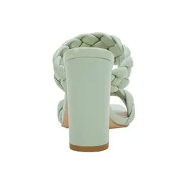 VETASTE Women's Braided Heeled Sandals Square Open Toe Backless Block Heel Strappy Casual Sandals