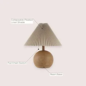 JONATHAN Y JYL1145A Aksel 17.25" Coastal Scandinavian Resin/Iron Sphere LED Table Lamp with Pleated ...