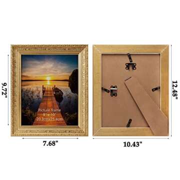 Edenseelake Antique Gold 8x10 Picture Frames for Tabletop or Wall Display Set of 2