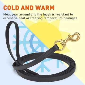 Viper Biothane K9 Working Dog Leash Waterproof Lead for Tracking Training Schutzhund Odor-Proof Long Line with Solid Brass Snap for Puppy Medium and Large Dogs 0.62 in Wide by 15 ft Long Black