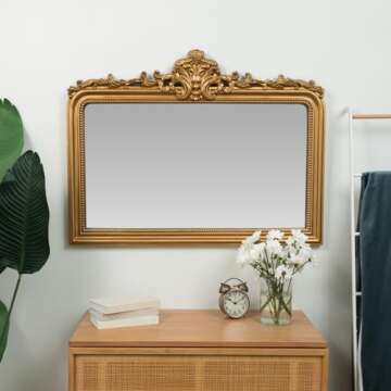 Hamilton Hills 30x40 Vintage Gold Mirror - French Baroque and Antique Arched Mirror for Wall Decor -...