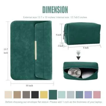 KALIDI 13.3-14 inch Laptop Stand Sleeve Case Faux Suede Leather for 13.3 13.5 13.6 14 inches MacBook Air Pro Retina 13"-14" Surface Pro with Pouch