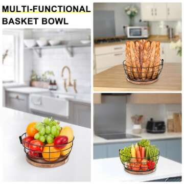 Livabber Countertop Fruit Basket Bowl with Banana Hanger